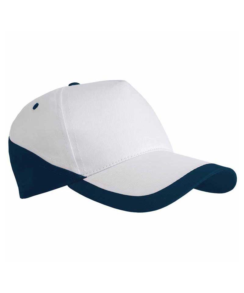 Cappellino baseball base bianco bicolore 5 pannelli 07307 12 Cappellino Baseball Bicolore 07307 bianco blu navy