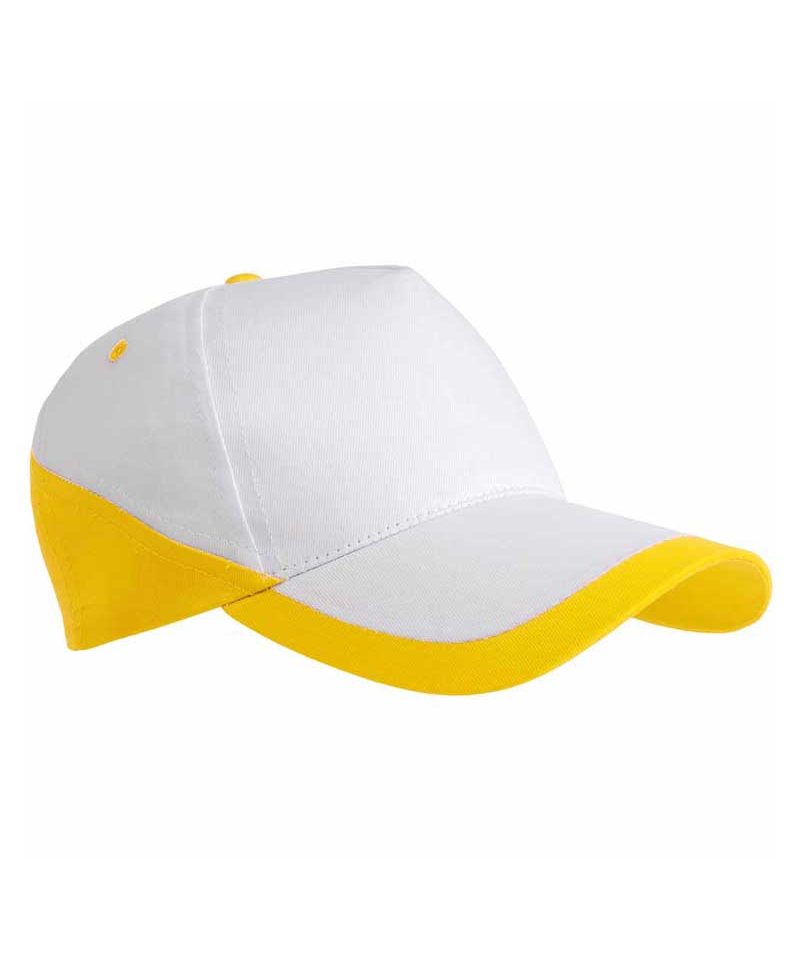 Cappellino baseball base bianco bicolore 5 pannelli 07307 13 Cappellino Baseball Bicolore 07307 bianco giallo