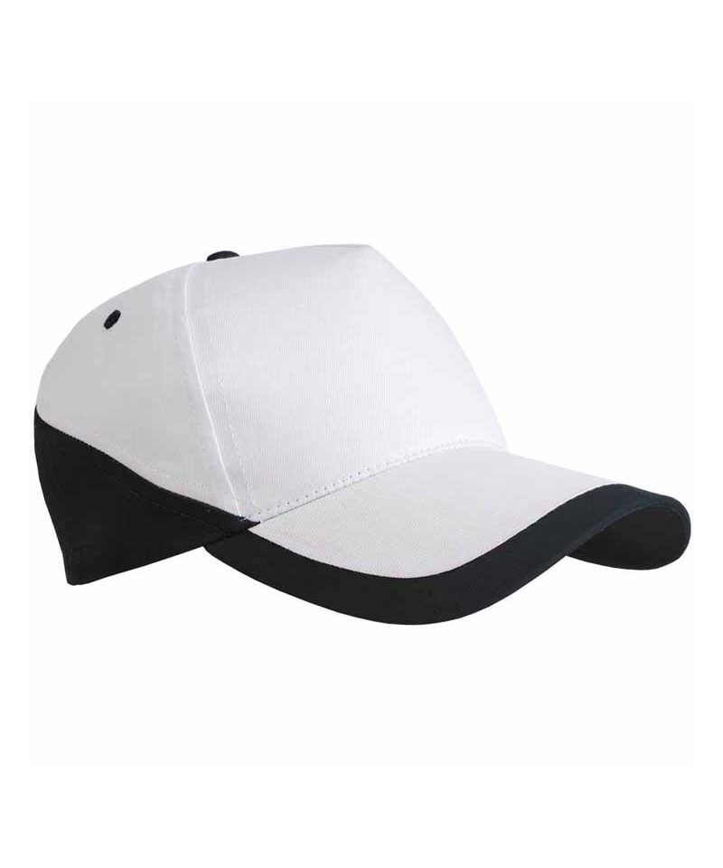 Cappellino baseball base bianco bicolore 5 pannelli 07307 14 Cappellino Baseball Bicolore 07307 bianco nero