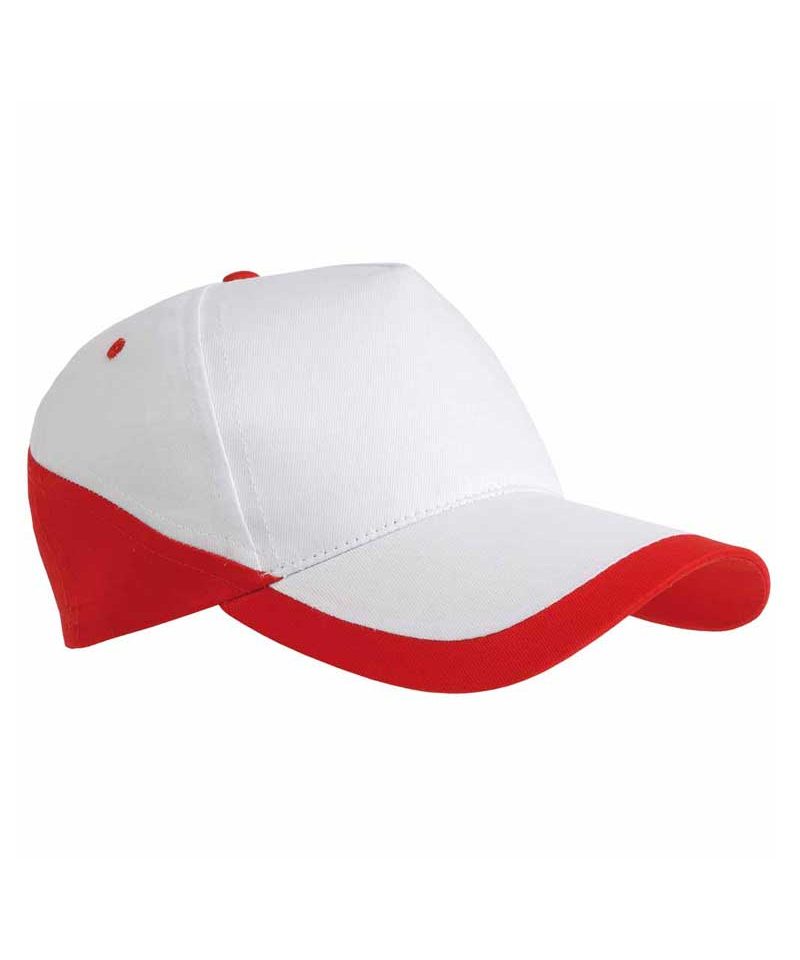 Cappellino baseball base bianco bicolore 5 pannelli 07307 15 Cappellino Baseball Bicolore 07307 bianco rosso