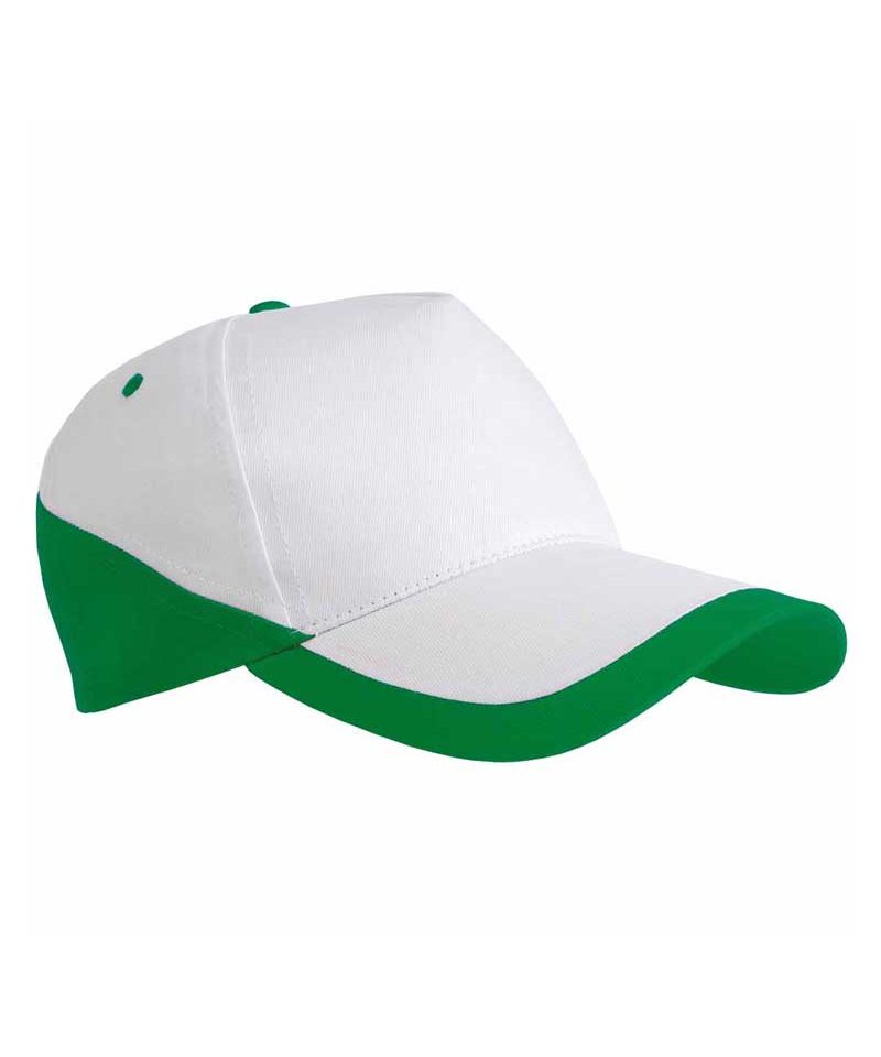 Cappellino baseball base bianco bicolore 5 pannelli 07307 16 Cappellino Baseball Bicolore 07307 bianco verde