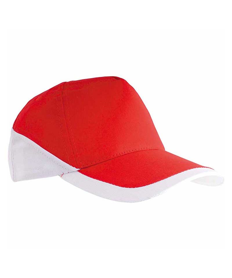 Cappellino baseball bicolore 5 pannelli in cotone 07308 10 Cappellino Baseball bicolore 07308 bianco rosso