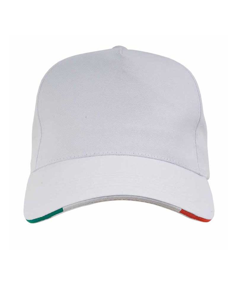 Cappellino-Baseball-tricolore-Italiano-10305-bianco-fronte