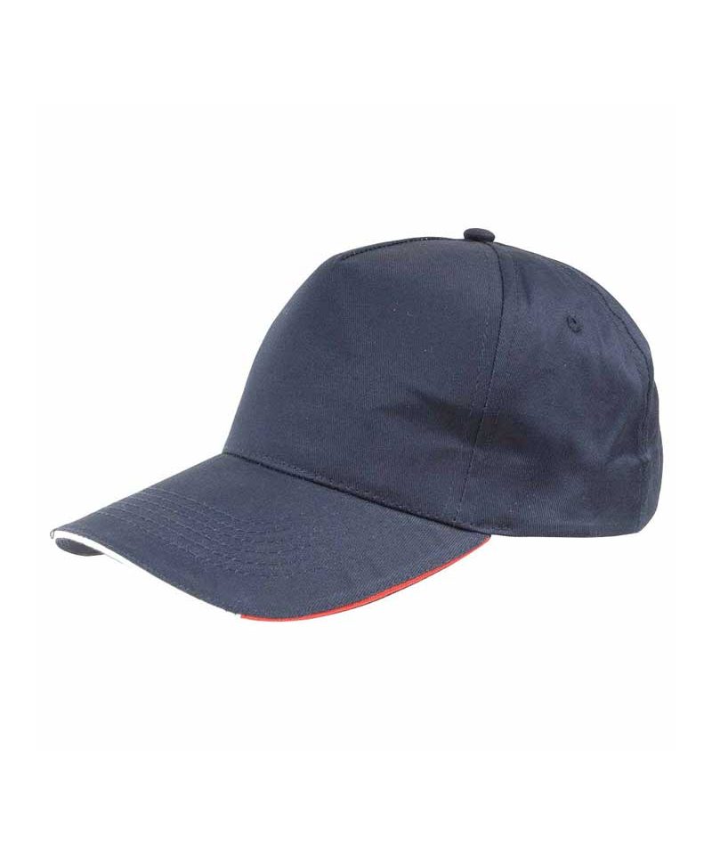 Cappellino Baseball in cotone 5 pannelli Tricolore 10305 19 Cappellino-Baseball-tricolore-Italiano-10305-blu-navy