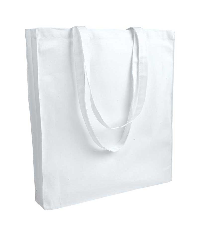 Shopper cotone pesante manici lunghi con soffietto 07125 (min 50pz) 22 Shopper personalizzate in Cotone pesante con soffietto BYB 07125 Bianco
