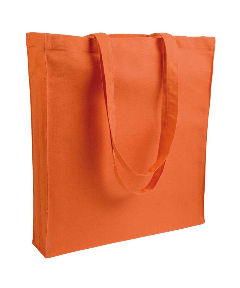 Shopper cotone pesante manici lunghi con soffietto 07125 (min 50pz) 24 Shopper personalizzate in Cotone pesante con soffietto BYB 07125 arancio