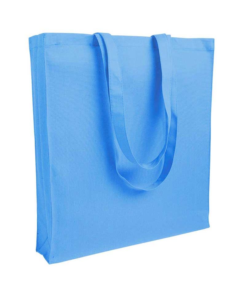 Shopper cotone pesante manici lunghi con soffietto 07125 (min 50pz) 29 Shopper personalizzate in Cotone pesante con soffietto BYB 07125 azzurro