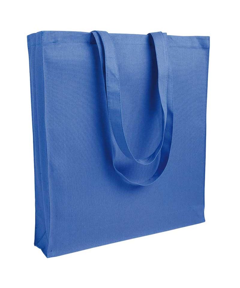 Shopper cotone pesante manici lunghi con soffietto 07125 (min 50pz) 30 Shopper personalizzate in Cotone pesante con soffietto BYB 07125 blu royal