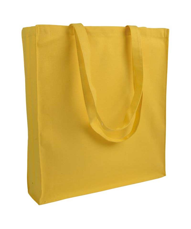 Shopper cotone pesante manici lunghi con soffietto 07125 (min 50pz) 23 Shopper personalizzate in Cotone pesante con soffietto BYB 07125 giallo