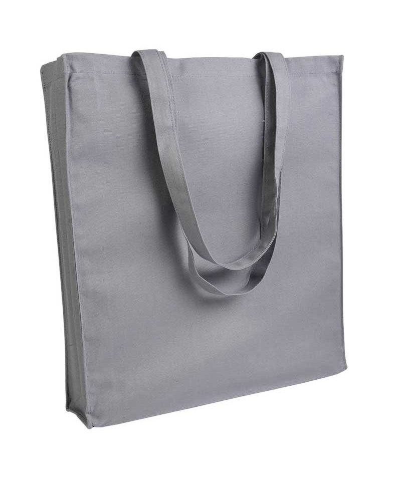 Shopper cotone pesante manici lunghi con soffietto 07125 (min 50pz) 32 Shopper personalizzate in Cotone pesante con soffietto BYB 07125 grigio