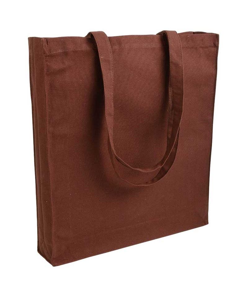 Shopper cotone pesante manici lunghi con soffietto 07125 (min 50pz) 36 Shopper personalizzate in Cotone pesante con soffietto BYB 07125 marrone