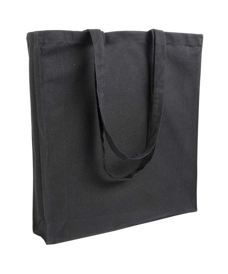 Shopper cotone pesante manici lunghi con soffietto 07125 (min 50pz) 37 Shopper personalizzate in Cotone pesante con soffietto BYB 07125 nero