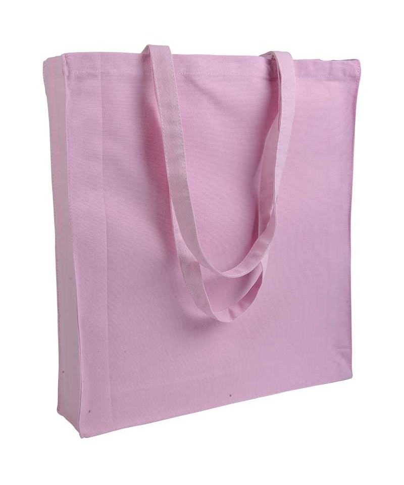 Shopper cotone pesante manici lunghi con soffietto 07125 (min 50pz) 26 Shopper personalizzate in Cotone pesante con soffietto BYB 07125 rosa