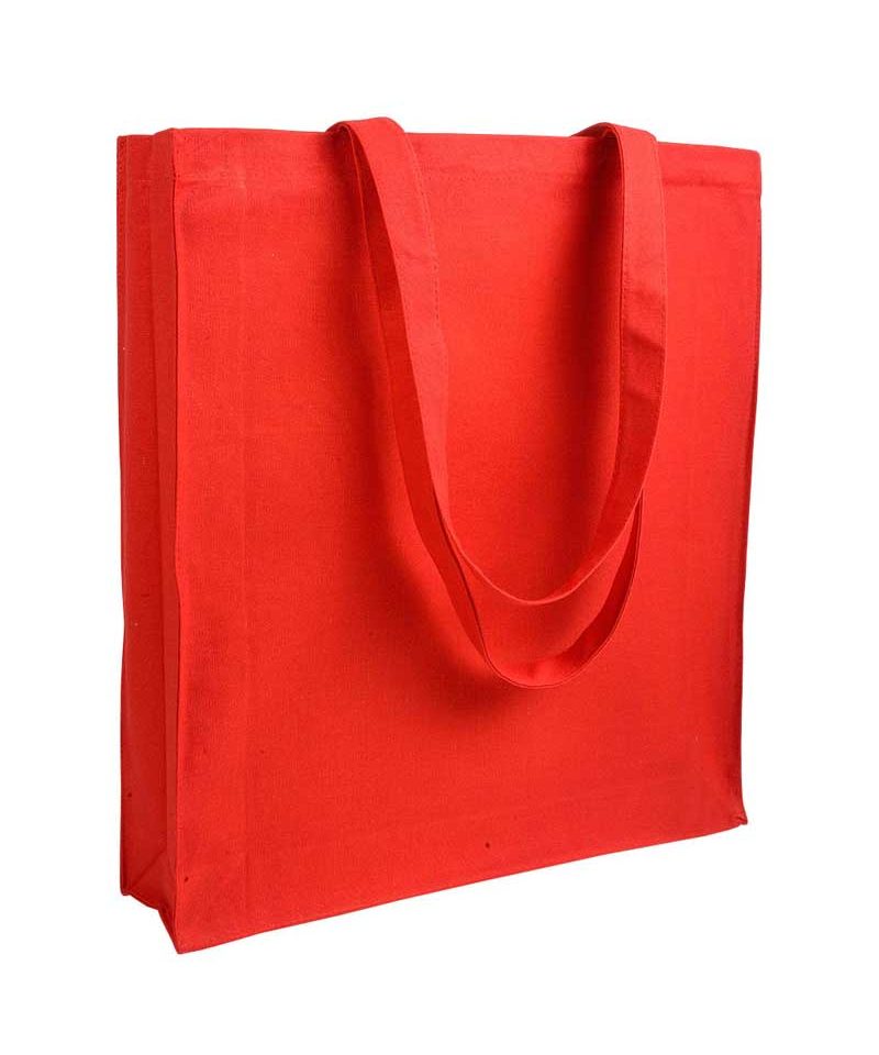Shopper cotone pesante manici lunghi con soffietto 07125 (min 50pz) 25 Shopper personalizzate in Cotone pesante con soffietto BYB 07125 rosso