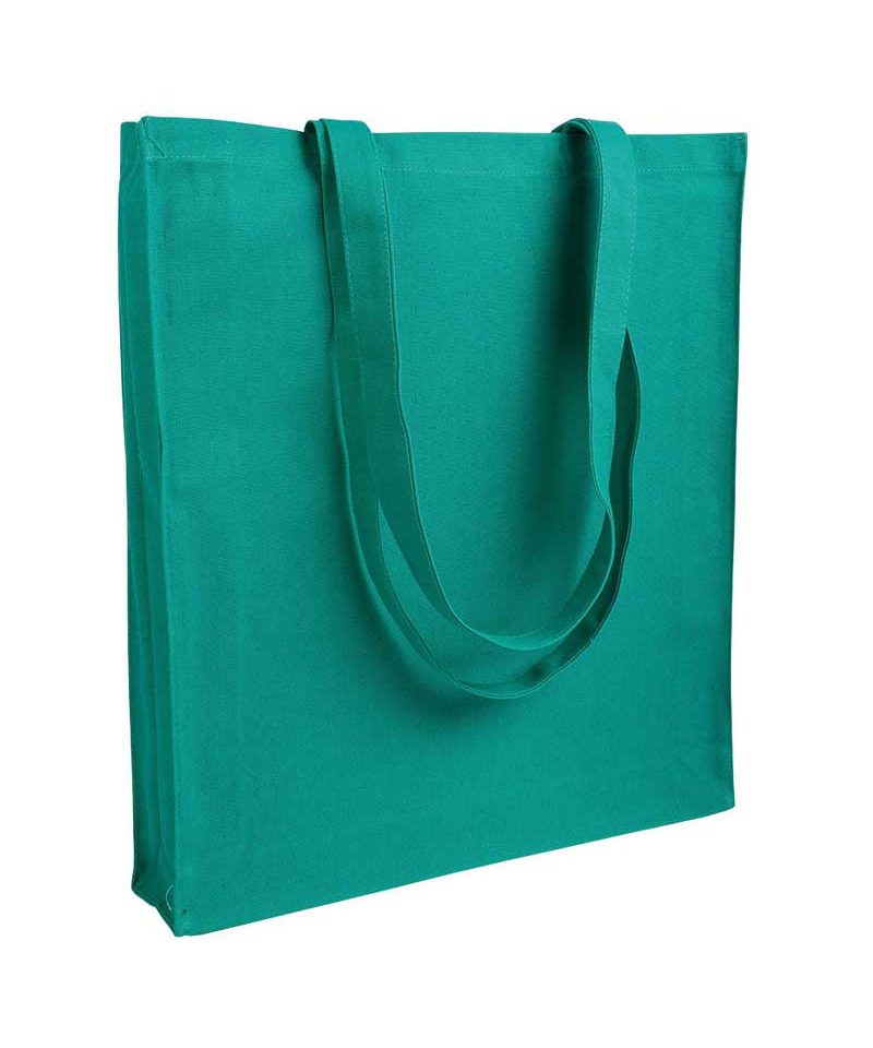 Shopper cotone pesante manici lunghi con soffietto 07125 (min 50pz) 34 Shopper personalizzate in Cotone pesante con soffietto BYB 07125 verde