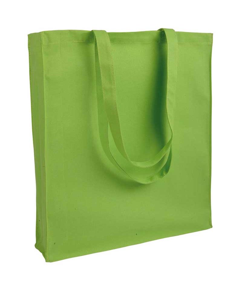 Shopper cotone pesante manici lunghi con soffietto 07125 (min 50pz) 33 Shopper personalizzate in Cotone pesante con soffietto BYB 07125 verde lime