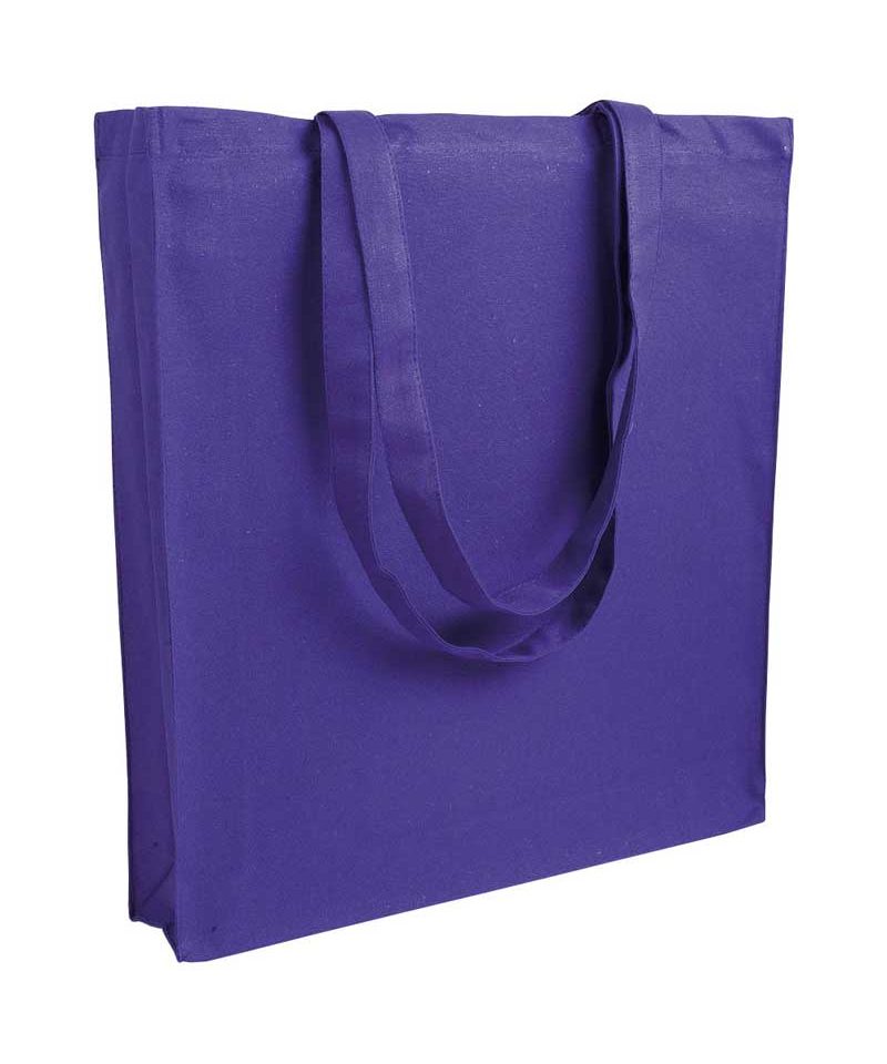 Shopper cotone pesante manici lunghi con soffietto 07125 (min 50pz) 28 Shopper personalizzate in Cotone pesante con soffietto BYB 07125 viola porpora