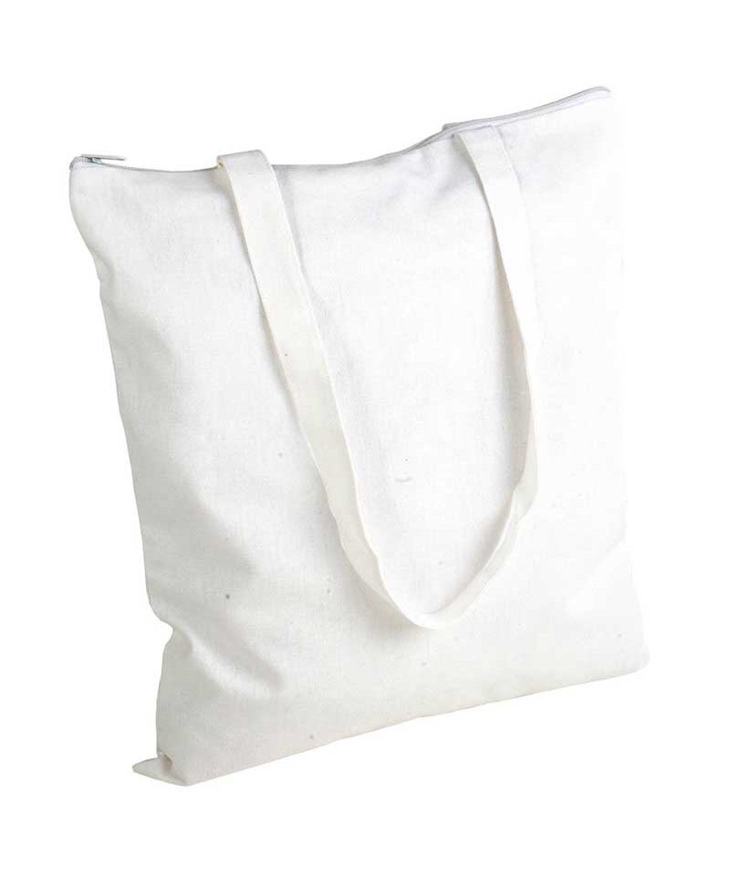 Shopper in cotone pesante, manici lunghi e zip 11124 8 Shopper personalizzate in Cotone pesante manici lunghi con zip BYB 11124 bianco