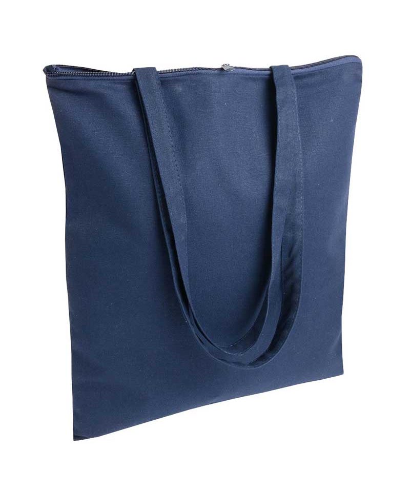 Shopper in cotone pesante, manici lunghi e zip 11124 9 Shopper personalizzate in Cotone pesante manici lunghi con zip BYB 11124 blu navy