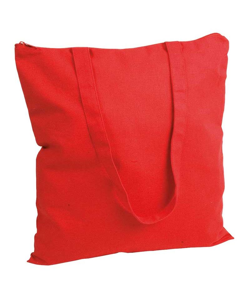 Shopper in cotone pesante, manici lunghi e zip 11124