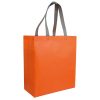 Shopper in TNT laminato con soffietto 26x32x9cm 16121 2 Shopper personalizzate in TNT laminato bicolore con soffietto e manici a contrastro BYB 16121 arancio