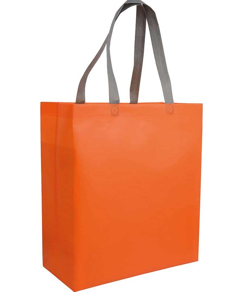 Shopper in TNT laminato con soffietto 35x39x16 cm 16107 12 Shopper-personalizzate-in-TNT-laminato-con-soffietto-bicolore-BYB-16107-arancio