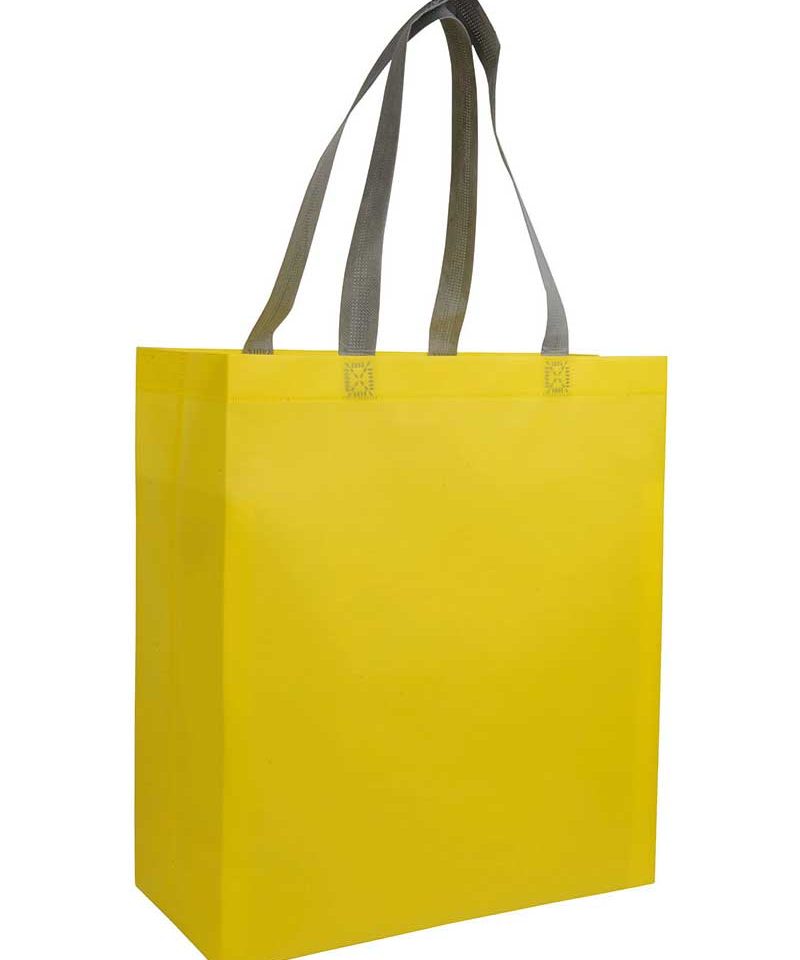Shopper in TNT laminato con soffietto 35x39x16 cm 16107 15 Shopper-personalizzate-in-TNT-laminato-con-soffietto-bicolore-BYB-16107-giallo