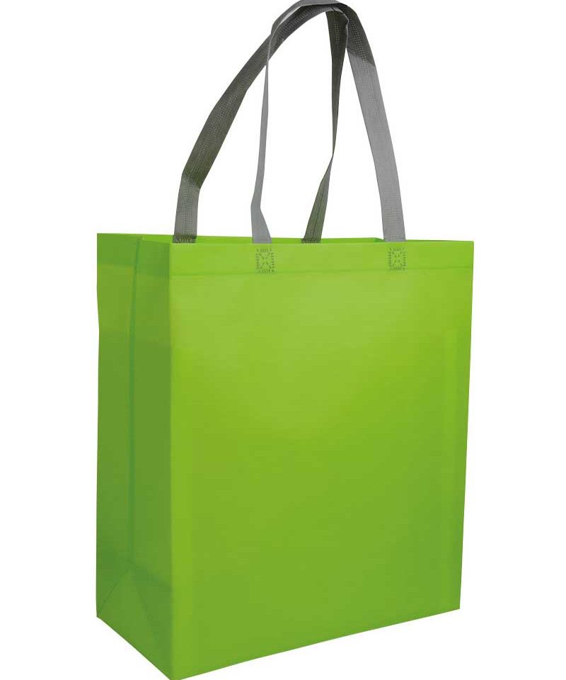 Shopper-personalizzate-in-TNT-laminato-con-soffietto-bicolore-BYB-16107-verde-lime
