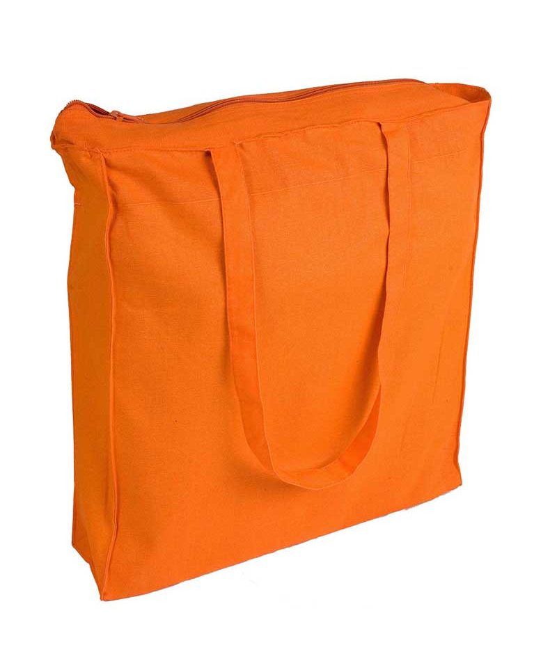 Shopper in cotone pesante con soffietto e zip 11125