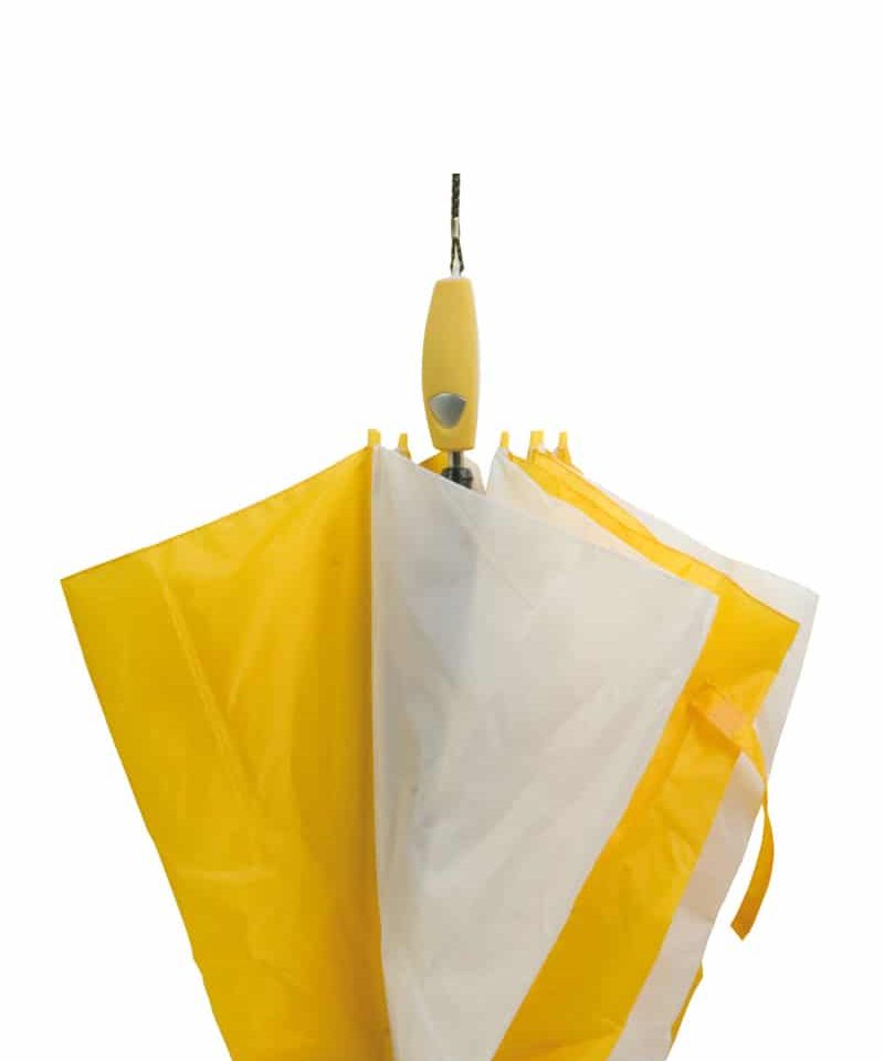 Mini ombrello automatico bicolore manico gommato 06503 bianco giallo manico