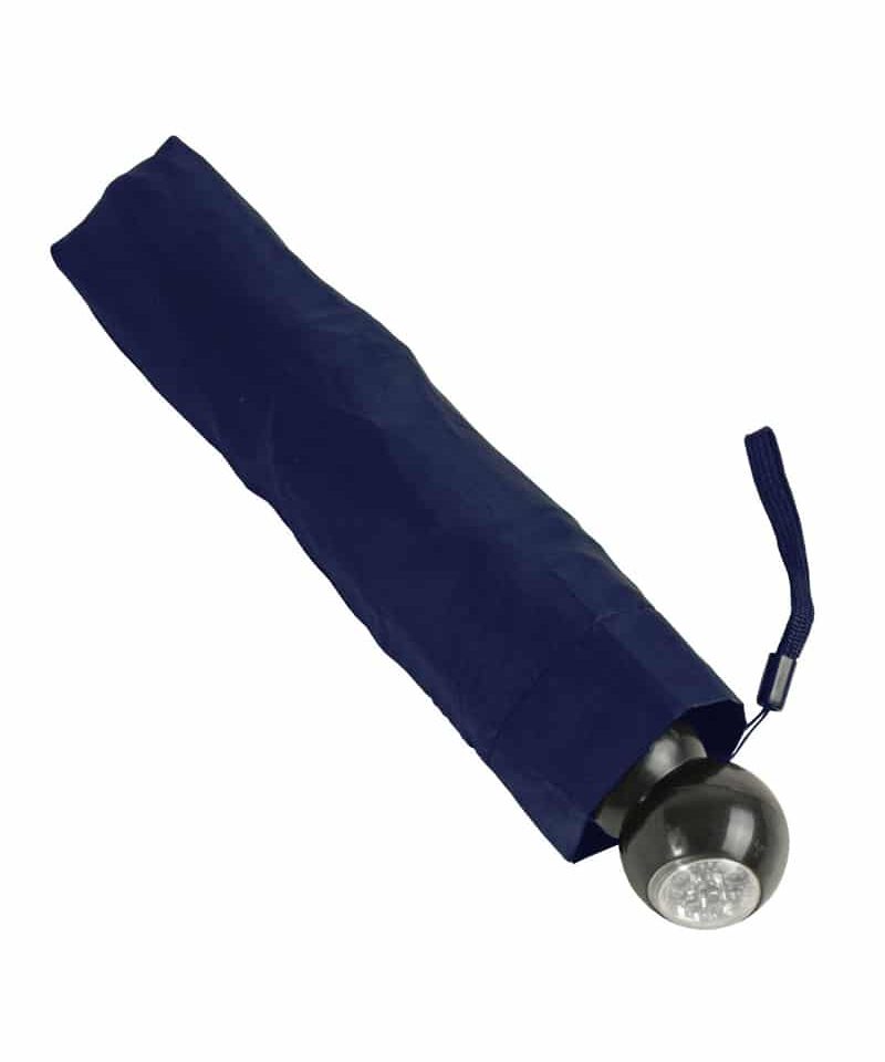 Mini ombrello manuale con torcia nel manico 12501 8 Mini ombrello manuale con torcia nel manico 12501 blu notte chiuso