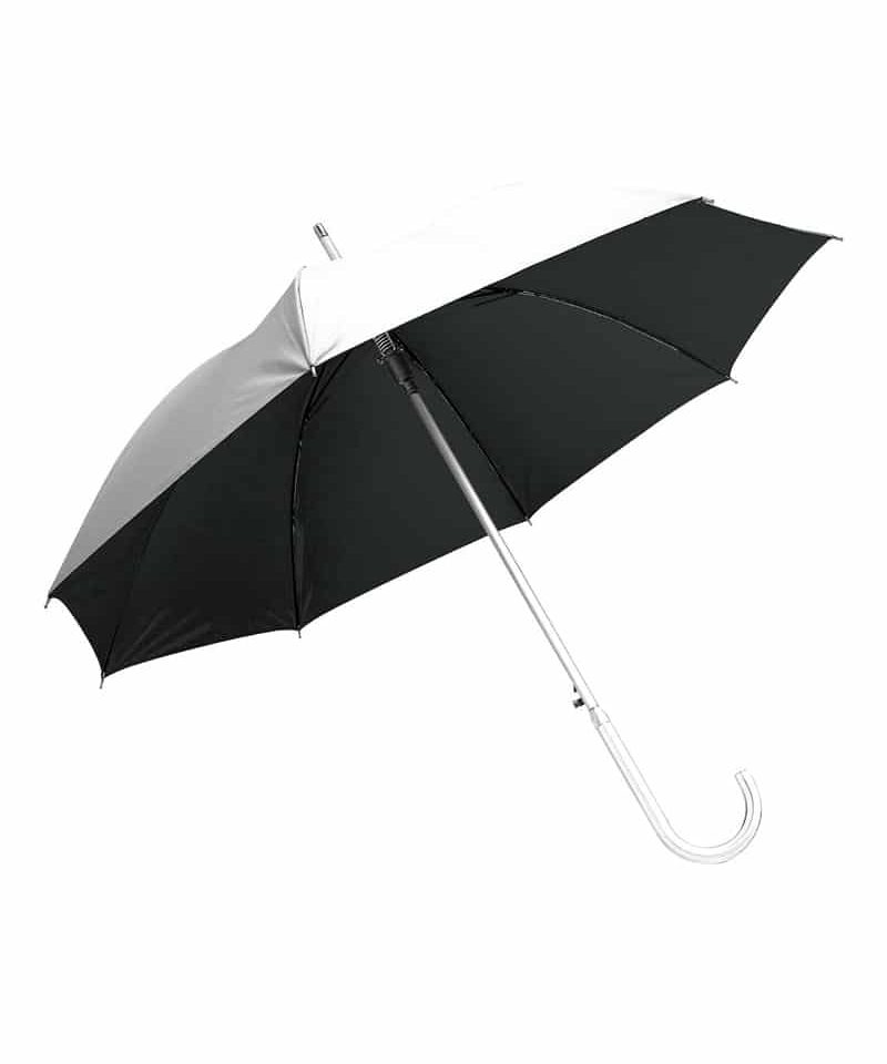 Ombrello automatico manico curvo in alluminio 08531 9 Ombrello automatico argento manico curvo in alluminio 08531 interno nero