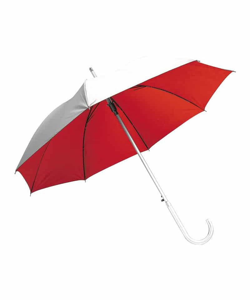 Ombrello automatico manico curvo in alluminio 08531 10 Ombrello automatico argento manico curvo in alluminio 08531 interno rosso