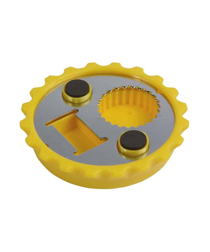 Apribottiglie a forma di tappo 16401 27 Apribottiglie e svita tappi calamitato 05054 giallo 2