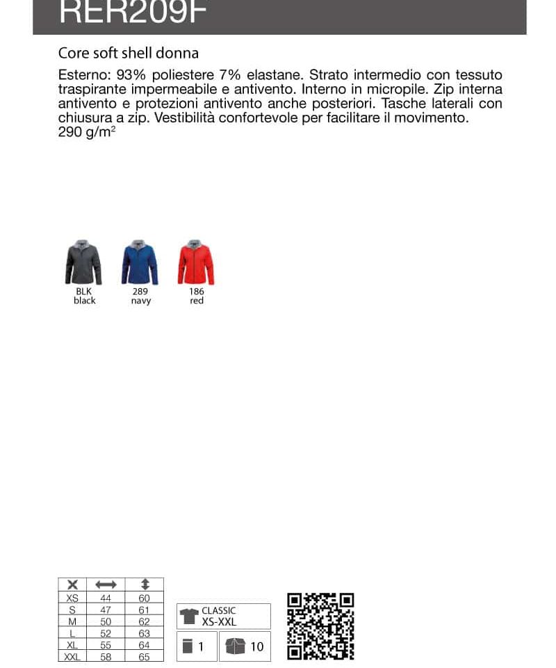 Giacca Softshell Donna Result RER209F 9 Giacca Softshell Donna Result RER209F scheda tecnica