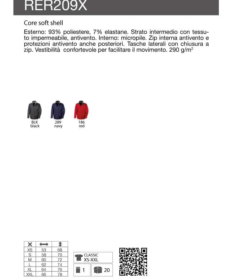 Giacca Softshell Uomo Unisex Result RER209X 6 Giacca Softshell Uomo Unisex Result RER209X scheda tecnica
