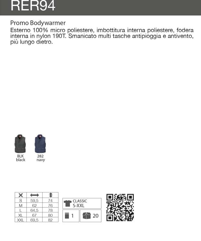 Gilet Imbottito Unisex Antipioggia Result RER94 7 Gilet Imbottito Unisex Antipioggia Result RER94 scheda tecnica