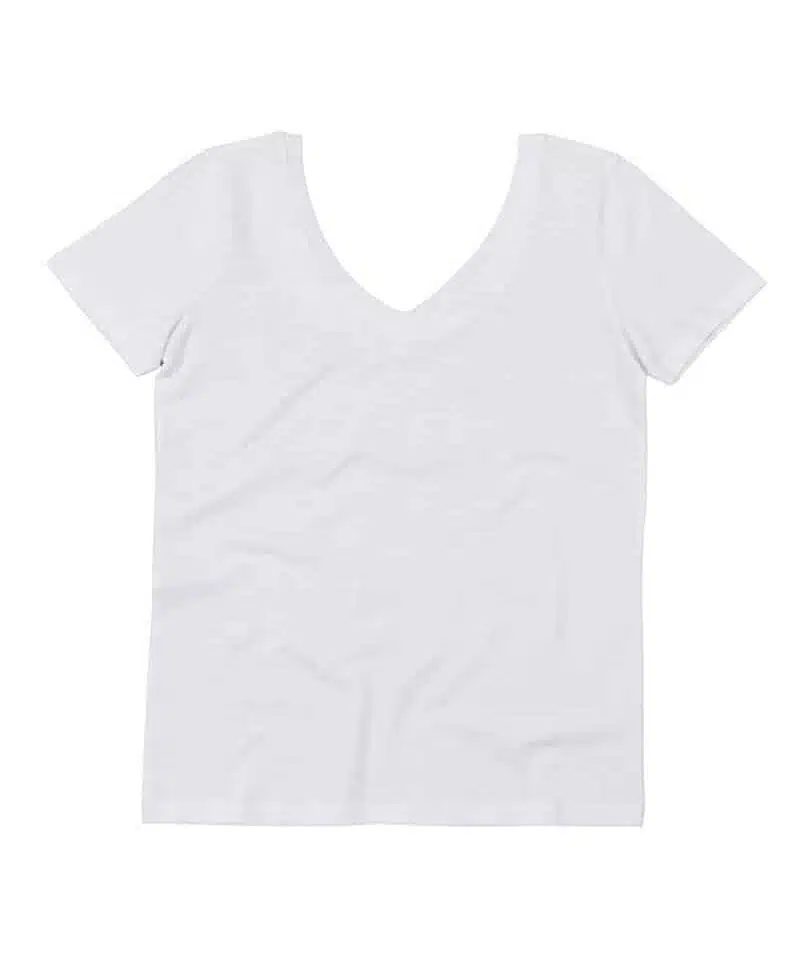 T-shirt Donna in cotone Organico Collo V Mantis MAM119 bianco
