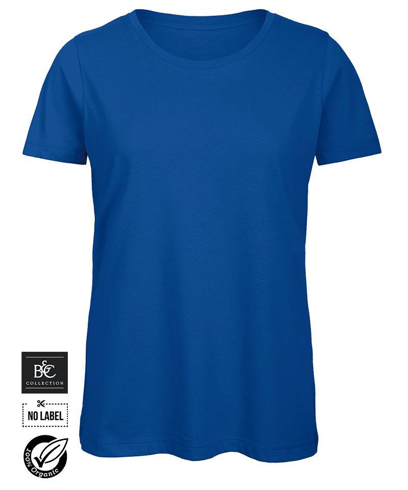 T-shirt donna in cotone organico No Label manica corta BCTW043 20 T-shirt-donna-in-cotone-organico-No-Label-manica-corta-BCTW043-BLU-ROYAL