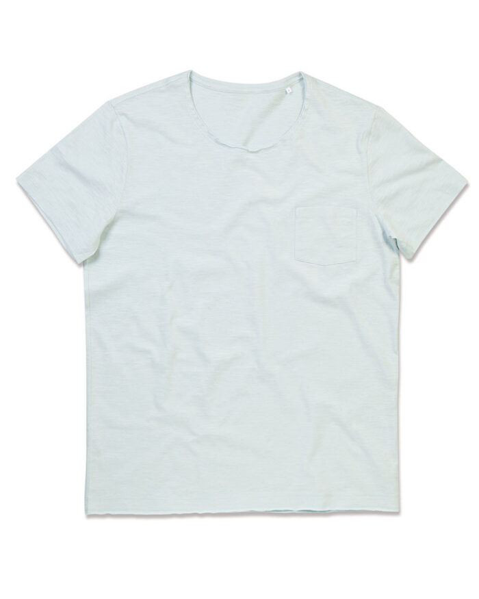 T-shirt uomo fiammata girocollo con taschino Stedman ST9450 azzurro cielo