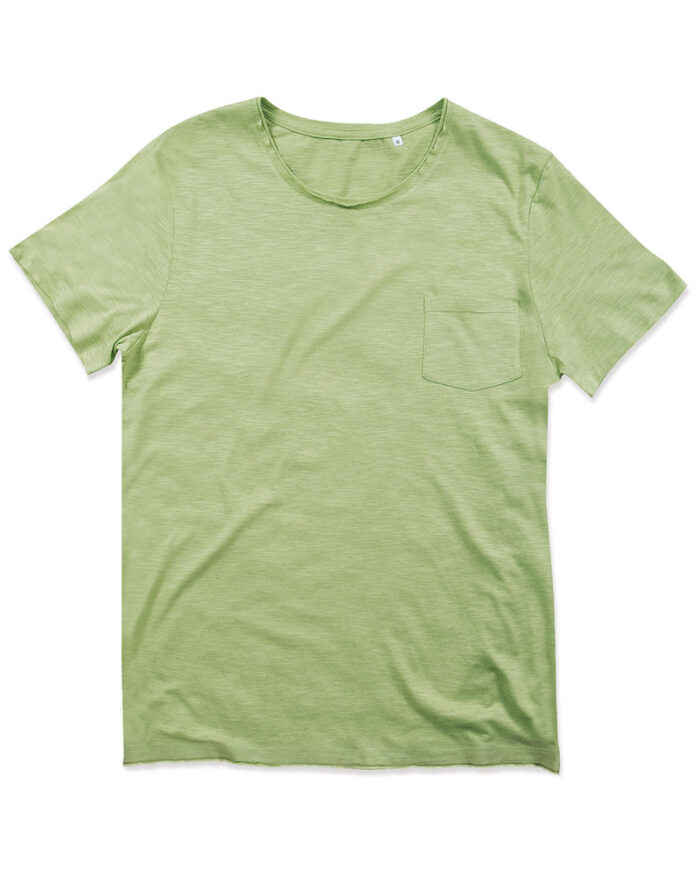 T-shirt uomo fiammata girocollo con taschino Stedman ST9450 verde