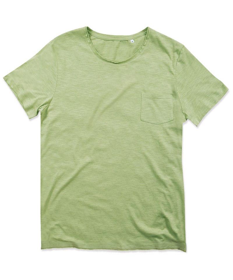T-shirt uomo fiammata girocollo con taschino Stedman ST9450 verde