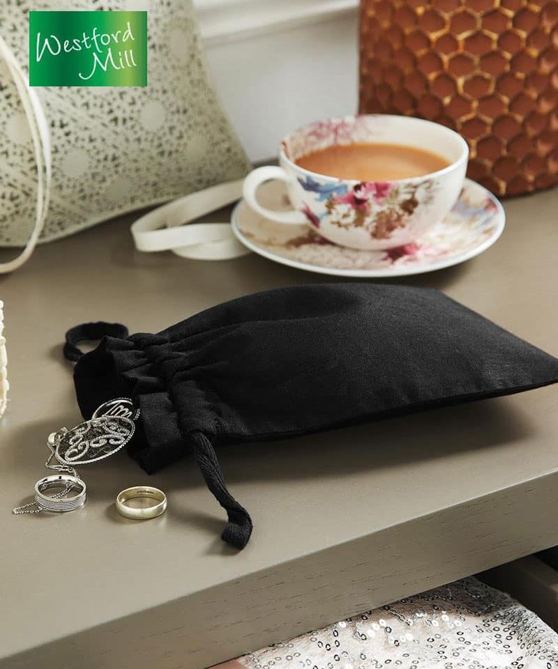 Sacchetti in cotone Westford Mill in 3 taglie W118 nero