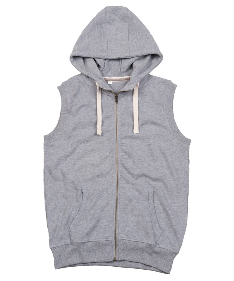 Felpa uomo senza maniche con zip e cappuccio Mantis MAM89 grigio