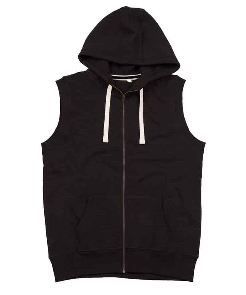 Felpa uomo senza maniche con zip e cappuccio Mantis MAM89 nero
