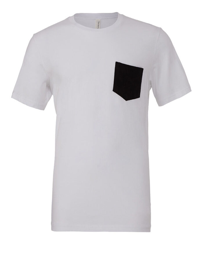 T-shirt uomo girocollo con Taschino Bella Canvas BE3021 bianco