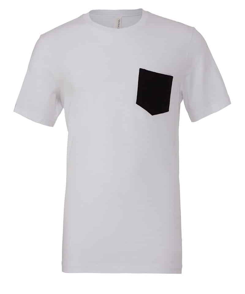 T-shirt uomo girocollo con Taschino Bella Canvas BE3021 10 T-shirt uomo girocollo con Taschino Bella Canvas BE3021 bianco