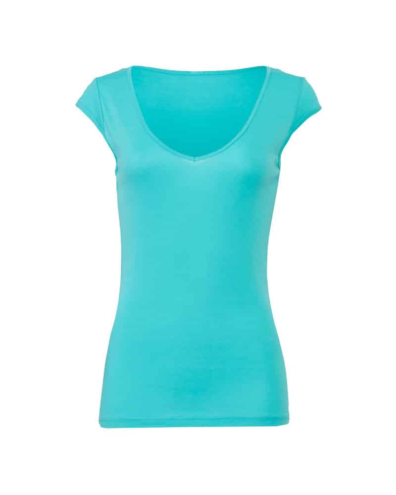 T-shirt donna collo V elasticizzata Bella Canvas BE8705 3 T-shirt donna collo V elasticizzata Bella Canvas BE8705 azzurro