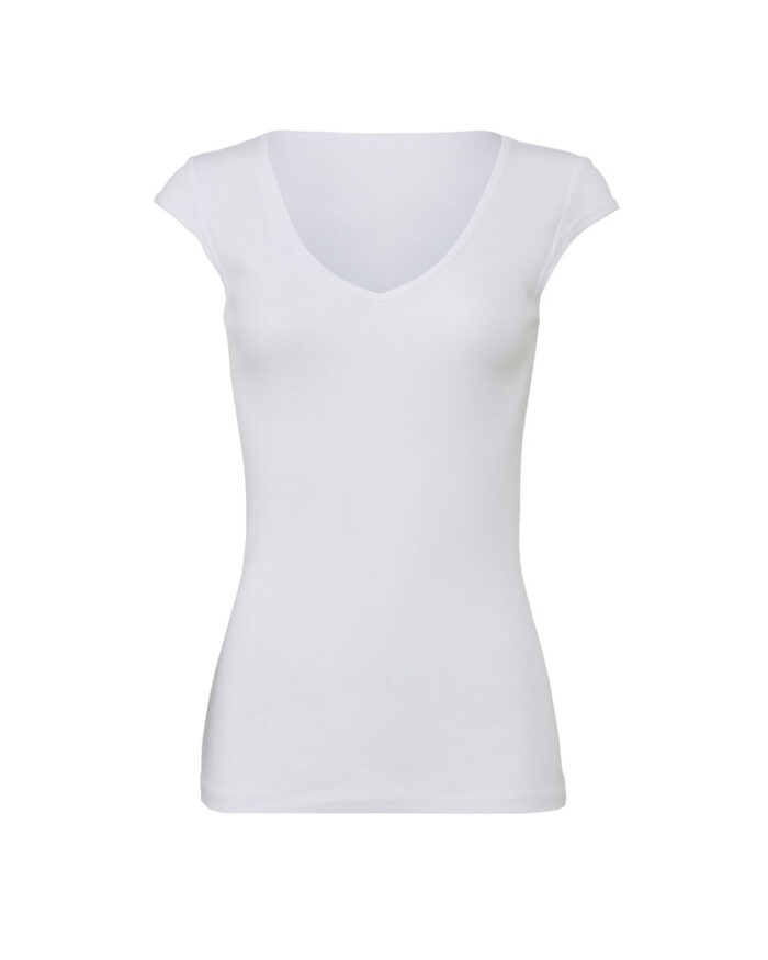 T-shirt donna collo V elasticizzata Bella Canvas BE8705 bianco