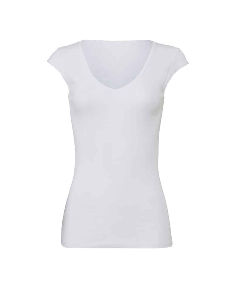 T-shirt donna collo V elasticizzata Bella Canvas BE8705 4 T-shirt donna collo V elasticizzata Bella Canvas BE8705 bianco